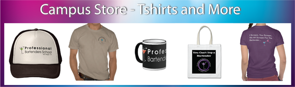 Bartender tshirts, mugs and more in our online campus store
